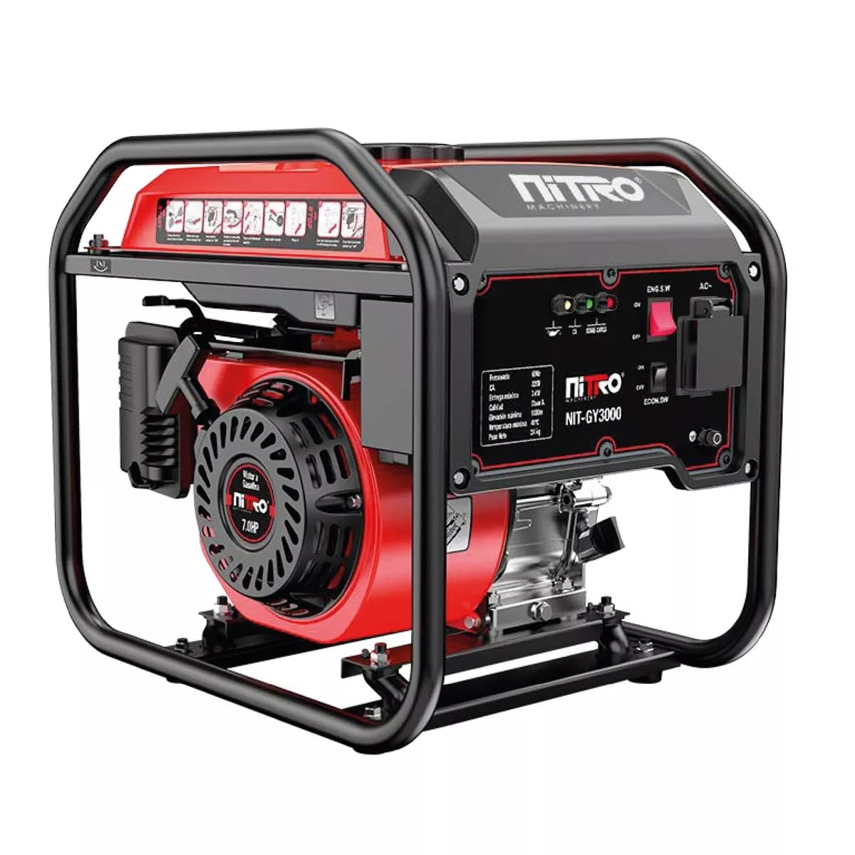 GENERADOR ELECTRICO GASOLINA INVERTER 3000W 7HP 110V # NIT-GY3000 NITRO
