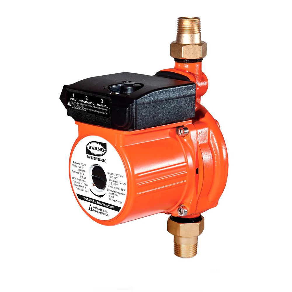 BOMBA PRESURIZADORA 225W BAJA DEMANDA P/CALENTADOR DE PASO # BP300W15-120 EVANS