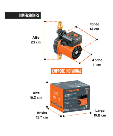 Bomba Presurizadora Truper Pre-1/6 1/6 Hp Con Flujo De 25 L/min