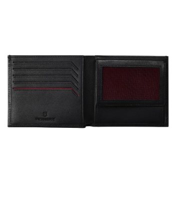 Victorinox Cartera Altius Deluxe Bi Fold, Negra Color Negro Diseño De La Tela