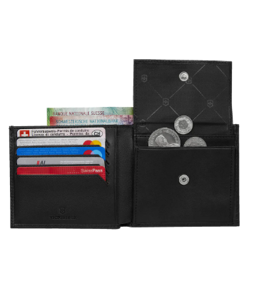 Victorinox Cartera Altius Deluxe Bi Fold, Negra Color Negro Diseño De La Tela