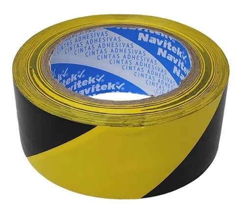 Cinta Delimitadora Navitek 48mm X 33m Negro/amarillo Pvc Adhesiva Suelos Rayas