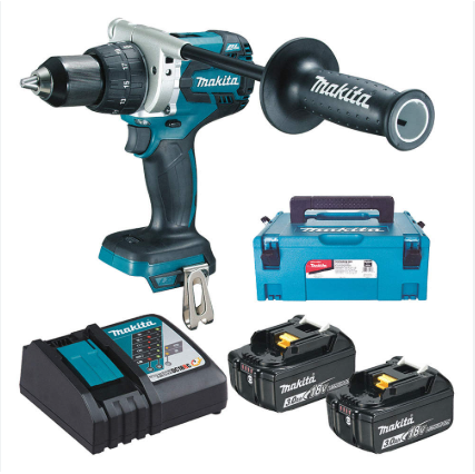 TALADRO ATORNILLADOR INH. 1/2" 18V LI-ION INCL 2BAT 5.0AH Y CARGADOR # DDF481RTJ MAKITA