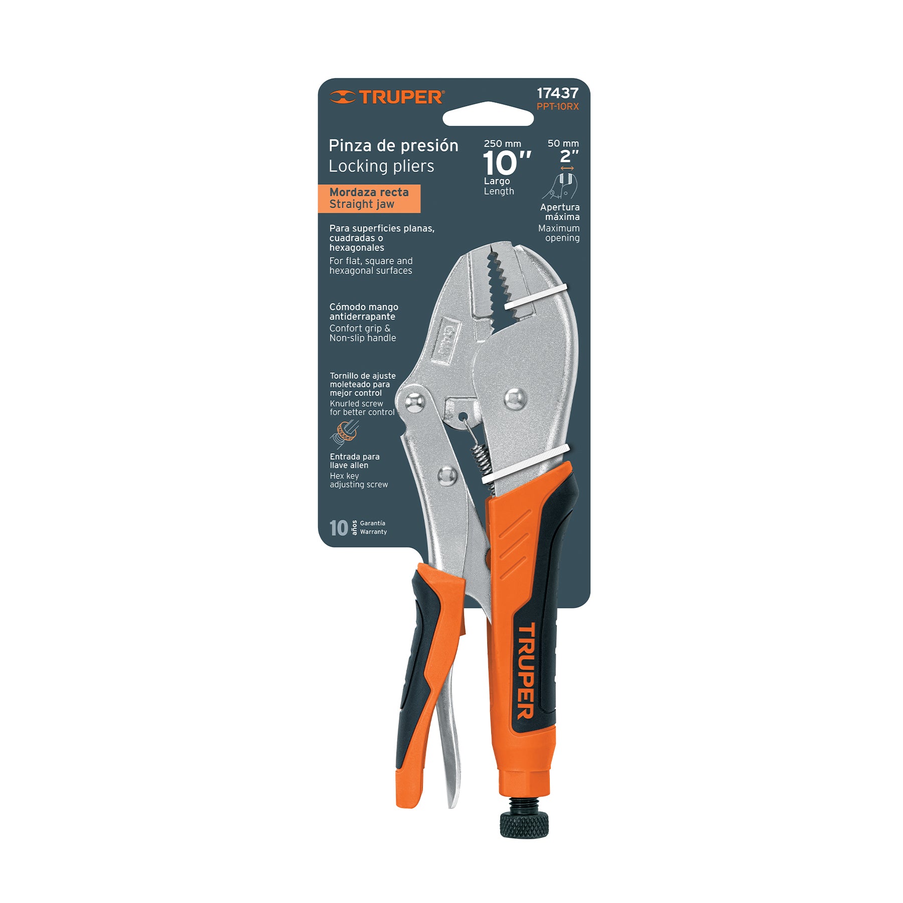 Pinzas Presion Mordaza Recta 10 Mango Vinil Truper 17437