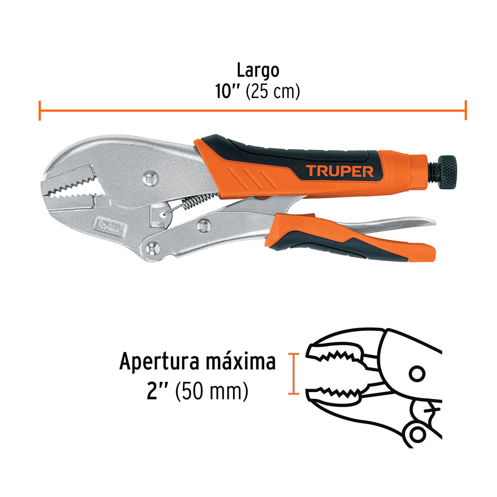 Pinzas Presion Mordaza Recta 10 Mango Vinil Truper 17437