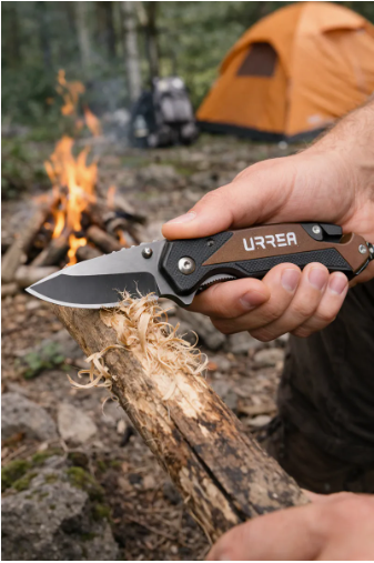 Navaja Abatible Urrea 686D para Campamento – 1 Hoja, Marrón/Negro