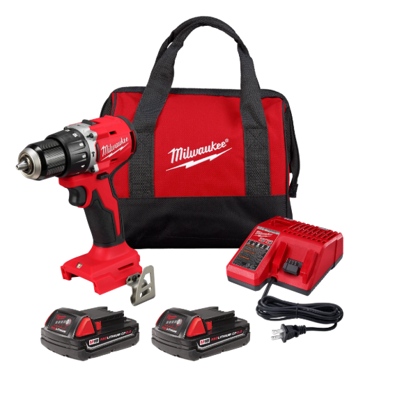 KIT TALADRO PERCUTOR / ATORNILLADOR 1/2 M18 CON 2 BAT Y CARGADOR # 3602-22CT MILWUAKEE