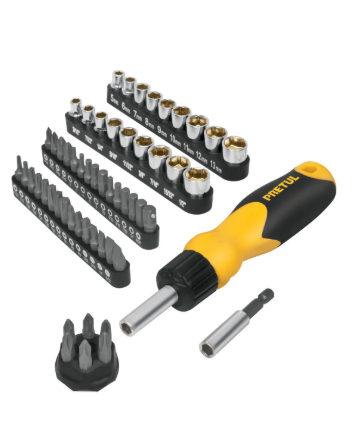 Desarmador Tipo Matraca Con 35 Puntas Y 18 Dados, Pretul