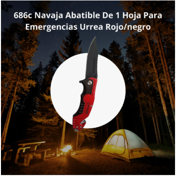 Navaja Abatible Urrea 686C para Emergencias – 1 Hoja, Rojo/Negro