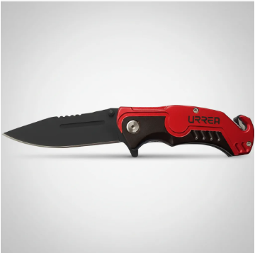 Navaja Abatible Urrea 686C para Emergencias – 1 Hoja, Rojo/Negro
